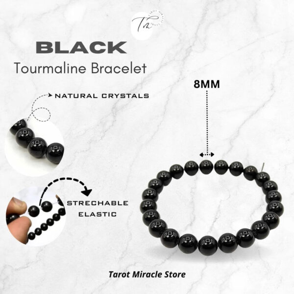 Black Tourmaline Bracelet – 8 MM - Image 4