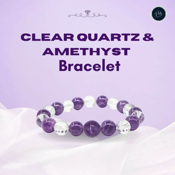 Clear Quartz & Amethyst Bracelet – 8 MM