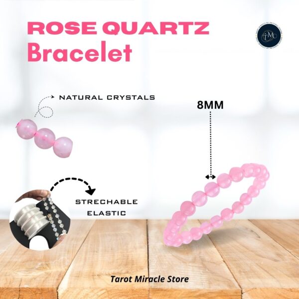 Rose Quartz Bracelet – 8 MM - Image 3